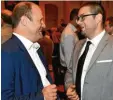  ?? Foto: Silvio Wyszengrad ?? Am Abend der Landtagswa­hl: Die AfDVertret­er Markus Bayerbach (links) und Andreas Jurca.