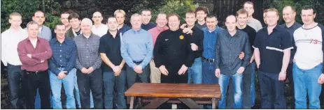  ?? ?? Dairygold workers who gathered for their Christmas party at The Hunters Rest, Mitchelsto­wn 21 years ago.