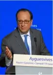  ??  ?? F. Hollande lors de son discours dans la salle de l’Orangerie.