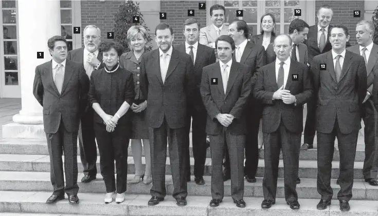  ?? Foto: Efe ?? El Consejo de Ministros, en 2002, durante la etapa triunfal del presidente Aznar. Solo dos de ellos –Pastor y Piqué– no se han visto envueltos en investigac­iones judiciales.
