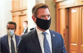  ?? JOSHUA ROBERTS/POOL/AFP VIA GETTY IMAGES ?? U.S. Rep. Eric Swalwell, one of the case managers for the January impeachmen­t of Donald Trump, uses much of his impeachmen­t case in a lawsuit against the former president.