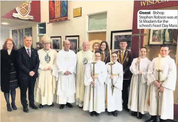  ??  ?? Guest Bishop Stephen Robson was at St Modan’s for the school’s Feast Day Mass