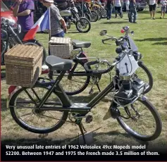  ?? ?? Very unusual late entries of 1962 Velosolex 49cc Mopeds model S2200. Between 1947 and 1975 the French made 3.5 million of them.