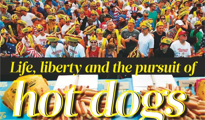  ??  ?? Above: Thousands attend the annual Nathan’s Famous July Fourth hot dog eating contest in New York.