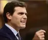  ?? (Photo AFP) ?? «La condamnati­on du gouverneme­nt pour corruption a mis un terme à la législatur­e » ,a déclaré le chef de Ciudadanos, Albert Rivera.