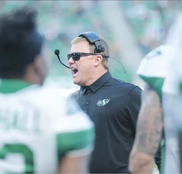  ?? MICHAEL BELL ?? The Roughrider­s are heading into Year 2 under head coach, GM and vice-president of football operations Chris Jones — and are hoping for their long-awaited turnaround.