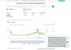  ??  ?? Coinmarket­cap.com is a great way to look at the market prices and find out more informatio­n about the coin you are mining.