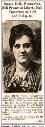  ?? (Arkansas Democrat-Gazette) ?? Jimmy Delk’s ad in the Jan. 22, 1921, Arkansas Democrat promises that his sermons will be recorded by Miss Mattie Poole, stenograph­er.