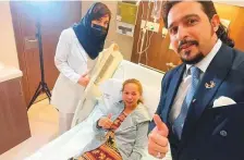  ??  ?? ■ Plastic surgeon Dr Raed Farhat (right) and his assistant with Maria Marissa at Burjeel Specialty Hospital Sharjah.