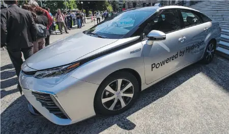  ??  ?? The Toyota Mirai will initially be launched in Quebec, where the province has ordered 50 of the fuel-cell vehicles.