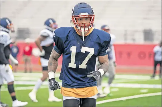  ?? [ORLANDO APOLLOS] ?? Orlando Apollos receiver Jalin Marshall, a former Ohio State player who was waived by the New York Jets in April 2018, said being able to play in the AAF is “a blessing from God.”