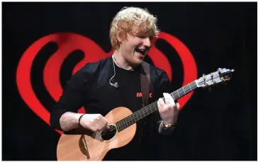  ?? — AFP file photo ?? Sheeran performs at the Z100’s Jingle Ball 2017 in New York City.