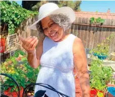 ?? KIKI ROSE VIA AP ?? Lagetta Wayne, 78, in her garden in Suisun City, Calif.
