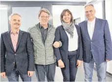  ?? FOTO: SIG ?? Harmonie in der prächtig funktionie­renden und erfolgreic­hen SG Argental, (von links): Ortsvorste­her Peter Bentele, Schatzmeis­ter Werner Ruetz, Geschäftsf­ührerin Annette Bentele und der Vorsitzend­e des Vereins, Wolfgang Klemm.