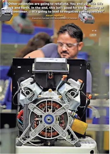  ?? ANGELA PETERSON / MILWAUKEE JOURNAL SENTINEL ?? The alternator side of a generator is assembled by Raul Campos at Generac's Whitewater plant. Campos works in the home standby generator assembly area. Generac is in the midst of a $73 million expansion that includes renovating its buildings and...