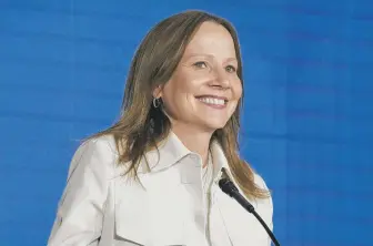  ?? CARLOS OSORIO/AP ?? General Motors CEO Mary Barra on Monday said of her company’s move to a new Detroit office, “We’re going to be in the heart of the city.”