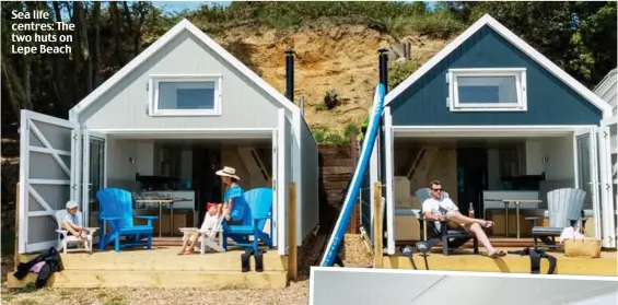  ??  ?? Sea life centres: The two huts on Lepe Beach