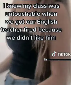  ?? ?? A SCREENGRAB of a video from a St Cyprian’s High School pupil claiming her class got their English teacher fired.