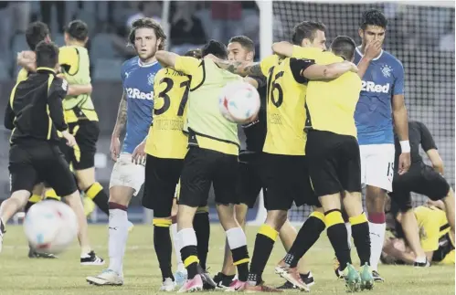  ??  ?? 0 Rangers suffered a humiliatin­g European defeat at the hands of Luxembourg part-timers Progres Niederkorn two years ago.