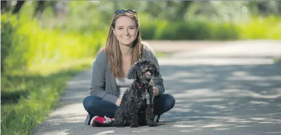  ?? DON MOLYNEAUX ?? Sydney Donnelly and her dog Pepper at scenic Fish Creek Park, a favourite spot for outings.