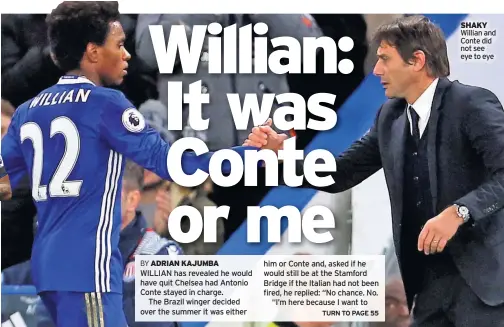  ??  ?? SHAKY Willian and Conte did not see eye to eye