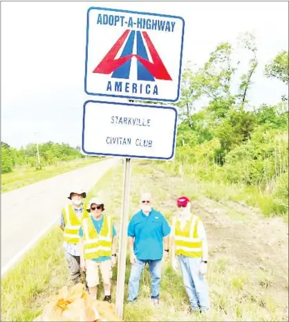  ?? ?? This past Saturday, May 14, five members of the Starkville Civitan Club picked up eight bags of trash along two miles of Highway 389. (Submitted photo)