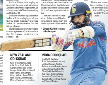  ?? GETTY IMAGES ?? Dinesh Karthik returns to India squad.