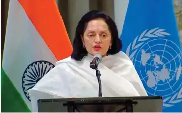  ?? ?? Ruchira Kamboj, the permanent representa­tive of India to the United Nations