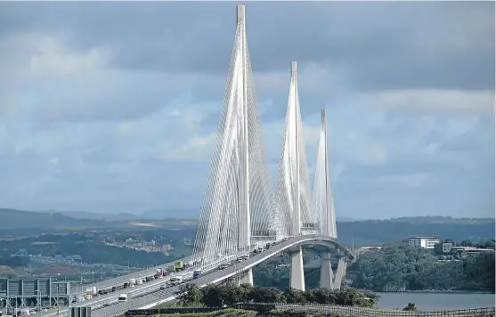  ?? Picture: PA. ?? Traffic is busy but seemingly flowing across the new Queensferr­y Crossing.