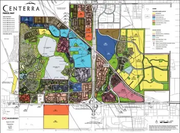  ?? SOURCE: LOVELAND PLANNING DOCUMENTS ?? A map, included in Loveland Planning Department documents, shows the expanse of the Centerra developmen­t, with Centerra South depicted south of U.S. 34.