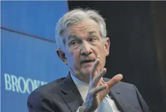  ?? DREW ANGERER/GETTY IMAGES ?? Federal Reserve Chair Jerome Powell said Wednesday, “We want wages to go up strongly, but they’ve got to go up at a level that is consistent with 2% inflation over time.”