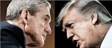  ?? SAUL LOEB/GETTY-AFP ?? Lawyers for President Donald Trump, right, argue that he has the power to fire any official, which would include special counsel Robert Mueller, left.