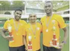  ??  ?? The Uni Jozi (UJ) trio that destroyed Kamplits of Limpopo at Volleyball South Africa’s national interclub championsh­ip staged at UKZN were, from left, Keifer Govender (best attacker), Jeremy Sunker (best setter) and Martin Zulu (most valuable player).