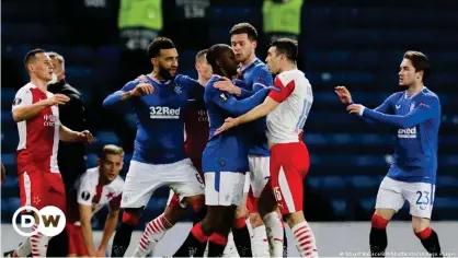  ??  ?? Slavia Prague defender Ondrej Kudela has been banned for 10 matches after being found guilty of racist behavior towards Rangers' Glen Kamara.