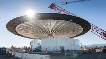  ?? Dubai Media Office ?? The roof of the Apple headquarte­rs theatre. The material used in the roof was supplied by Dubai’s Premier Composite Technologi­es