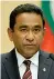  ??  ?? Abdulla Yameen, 59 anni: dal 2013 è il presidente delle Maldive. È accusato di metodi dittatoria­li