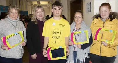  ??  ?? Dr Jeanette Davies (second from left) with – from left – Sharon Murphy, Oisin Byrne, Dayna Bradley-Keenan and Ciara Brennan, from Cumas New Ross.