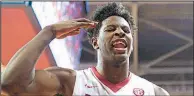  ?? NWA Democrat-Gazette/CHARLIE KAIJO ?? Arkansas guard Jaylen Barford said the Razorbacks have played smart basketball lately. “I think we’re pretty solid right now. We know what we’ve got to do. We’re just ready to keep playing and keep winning,” he said.