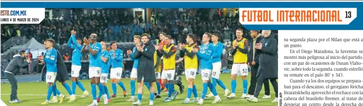  ?? ?? En el Diego Armando Maradona, el Napoli volvió a comulgar con su afición.