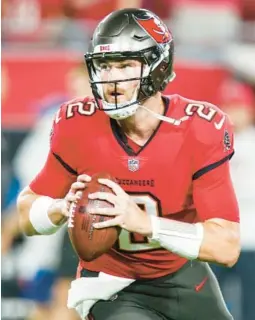  ?? JEFFEREE WOO/TAMPA BAY TIMES/TNS ?? Tampa Bay Bucs quarterbac­k Kyle Trask has spent most of the past two years watching Tom Brady from the bench.