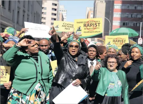  ?? PHOTO: NHLANHLA PHILLIPS/AFRICAN NEWS AGENCY (ANA) ?? ANC Women’s League president Bathabile Dlamini, in black, leads the #TotalShutD­own women’s march from Constituti­onal Hill to Luthuli House in Johannesbu­rg to raise awareness of violence against women this month. The question of gender equality and the sorry scourge of violence against women and children requires our might to fight it, the writer says.