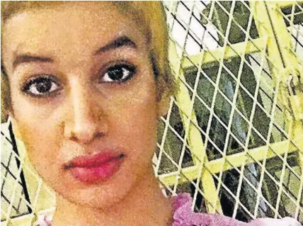  ??  ?? The picture Amina Al-Jeffery took of herself allegedly in a cage at her father’s flat