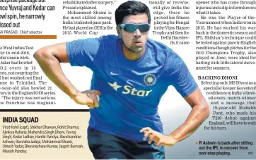  ?? PTI ?? R Ashwin is back after sitting out the IPL to recover from nonstop playing.