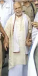  ??  ?? Former Union minister Swami Chinmayana­nd following his arrest in Shahjahanp­ur on Friday.