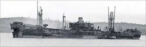  ?? SUBMITTED PHOTO/NELSON RICE ?? The Liberty Ship “SS J. Pinckney Henderson” on the west side of Point Edward, after the fires had been put out.