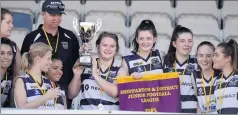  ?? Picture: Ray Sizer ?? Mooroopna hoists the SDJFL Youth Girls premiershi­p cup on Sunday.