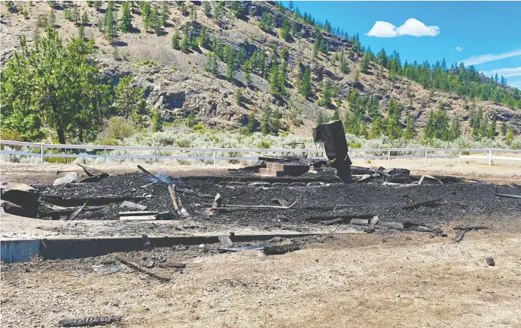  ?? ROY WOOD / SPECIAL TO THE PENTICTON HERALD ?? The remains of St. Gregory Church on the Osoyoos Reserve in the southern Okanagan after a fire last week.