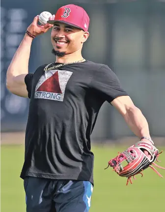  ?? STAFF FILE PHOTO By MATT STONE ?? CENTER OF ATTENTION: Mookie Betts hasn’t played center field this spring, but the two-time Gold Glover figures to get some time there before the Sox return north.