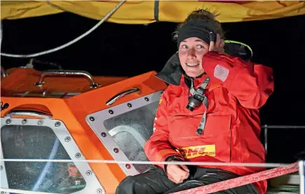  ?? AP ?? British yachtswoma­n Susie Goodall, sailing her Rustler 36 yacht DHL Starlight in the Golden Globe Race, has lost her mast and was knocked unconsciou­s in a vicious storm on Thursday. Rescuers are now trying to reach her in the Southern Ocean, 3200 kilometres west of Cape Horn.