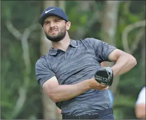  ?? Associated Press ?? Big swing: Kyle Stanley watches his shot from the 15th tee during the third round of The Players Championsh­ip golf tournament Saturday, in Ponte Vedra Beach, Florida.